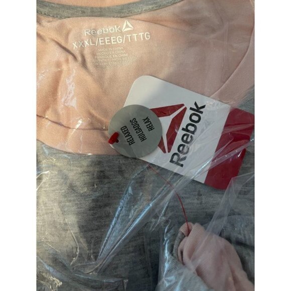 Reebok XXXL Gray-Pink Logo Crew Neck Short Sleeve Tee - Picture 4 of 5